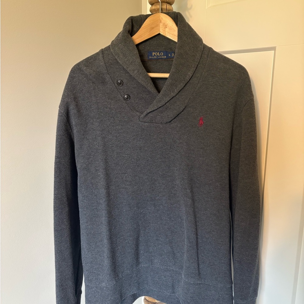 Polo by Ralph Lauren Charcoal Shawl Collar Sweater